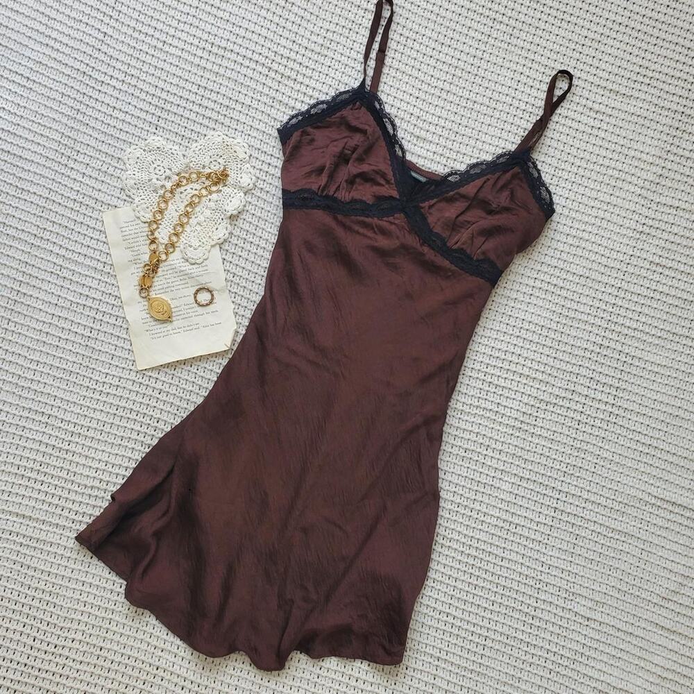 Wild fable brown lace slip dress